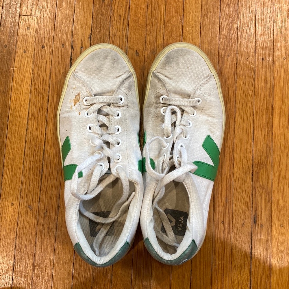 White and Green Veja Sneakers